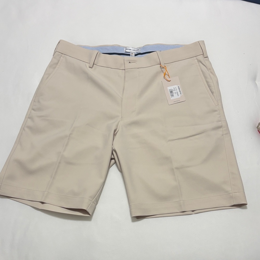 Peter Millar Beige Flat Front Salem 9” Short